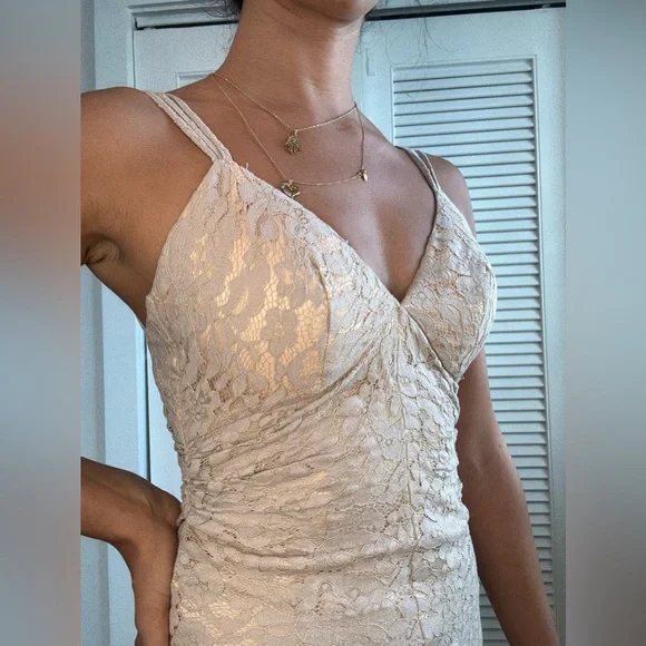 Jill Stuart Beige Lace Gown - Picture 3 of 10